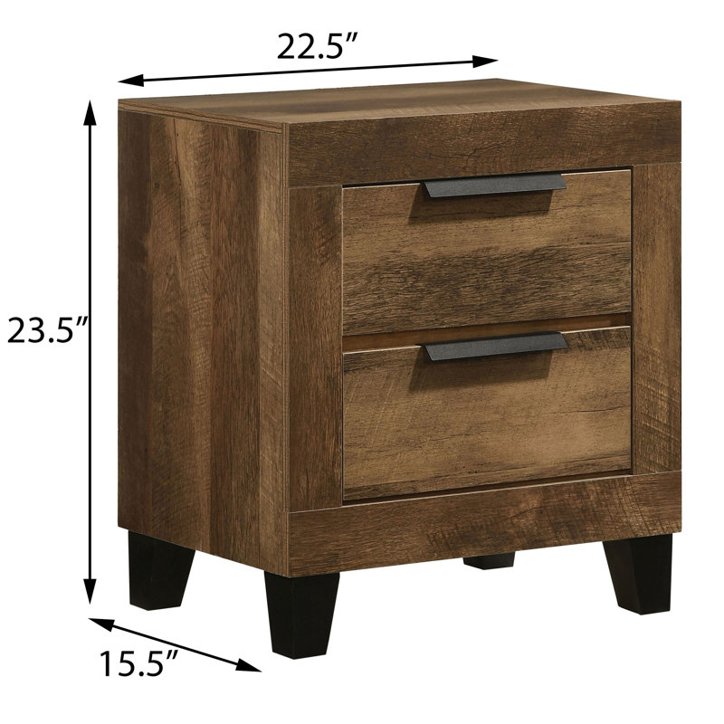 Millwood Pines Wyles Rustic Oak Nightstand with Storage Drawer Wayfair